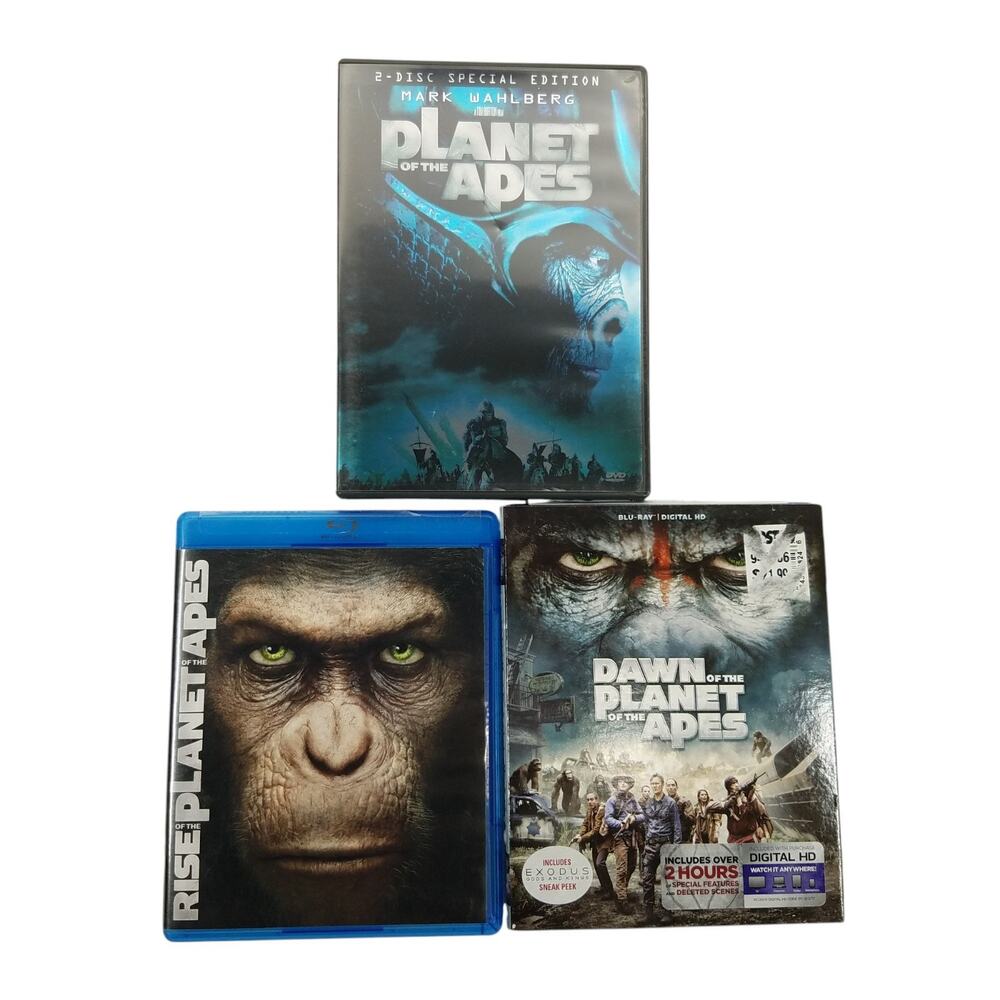Planet Of The Apes Lot Of 3 DVD and Blu Ray Movie Mark Wahlberg James Franco